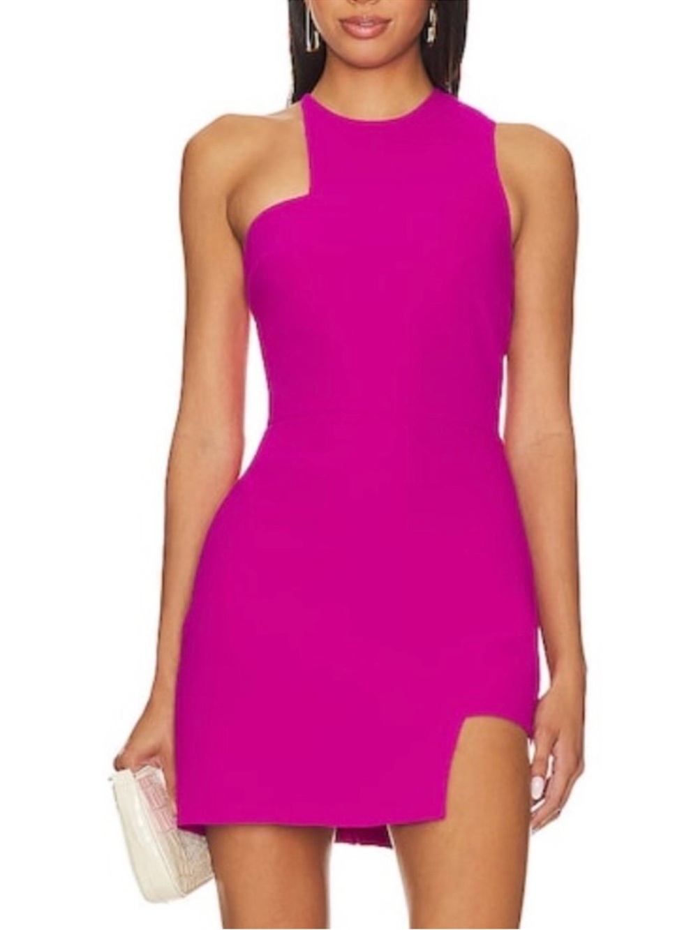 Amanda Uprichard Fuchsia One-Shoulder Mini Dress L